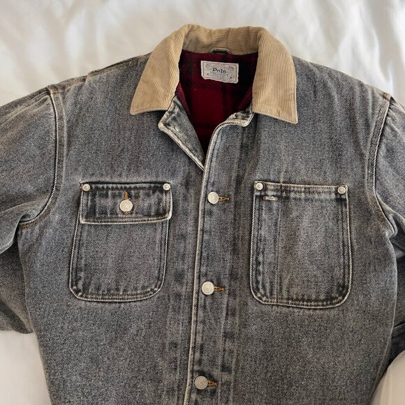 Vintage 1990 Polo Ralph Lauren Flannel Lined Denim Trucker Jacket - Picture 10 of 14